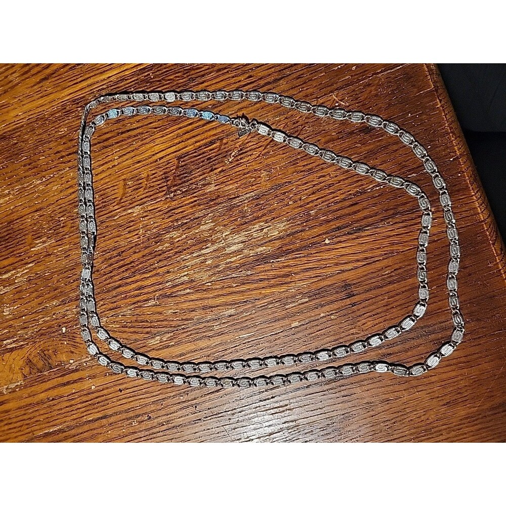 Vtg Monet Silver Tone Scroll Necklace Extra Long 55'